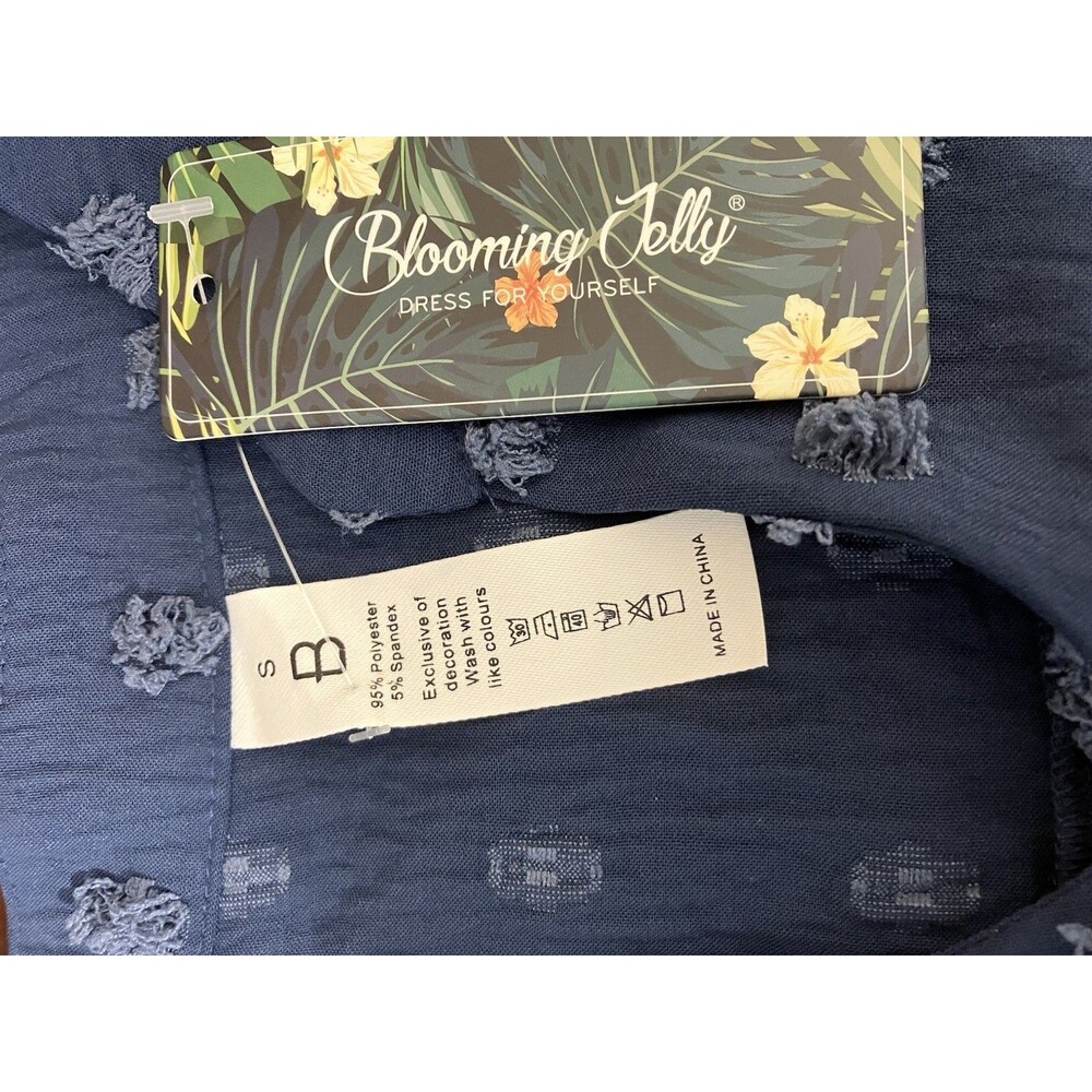 NWT Blooming Jelly Blue Textured Body Suit Blouse Size S - Picture 2 of 5